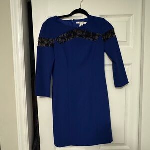 Max & Cleo Royal Blue Dress with Black Lace